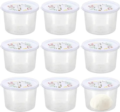 9er-Set Pizzaballenboxen 1100 ml, transparent, stapelbar
