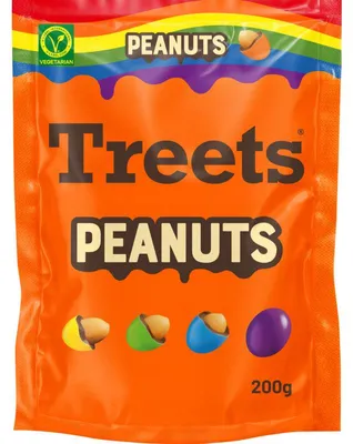 Obrázok produktu pre Treets Peanuts Rainbow 200 g – Farebné, chrumkavé arašidy so sladkou polevou