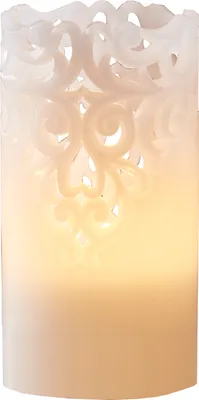 Produktbild von Star Trading Clary LED Kerze Wachs weiß 15cm Rankendesign 6/18h Timer Batterie