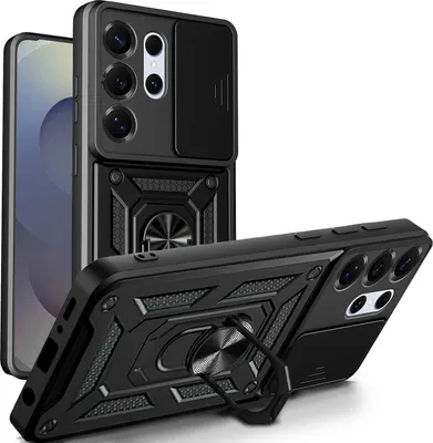 Produktbild von Outdoor Panzer Hülle für Samsung Galaxy S26 Ultra mit Kameraschutz Ringhalter Schwarz