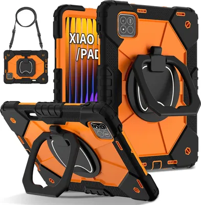 Obrázek produktu pro Pouzdro pro Xiaomi Pad 7 / Pad 7 Pro odolné přenosné ochranné pouzdro se stojánkem, ručním popruhem a ramenním popruhem černé Pomerančový
