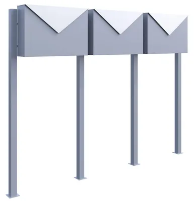 Produktbild von Briefkastenanlage Letter for Three in Grau Metallic mit Edelstahlklappe