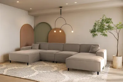 Produktbild von Wohnlandschaft Sofa U-Form GLORIA in Stoff Tiffani Taupe