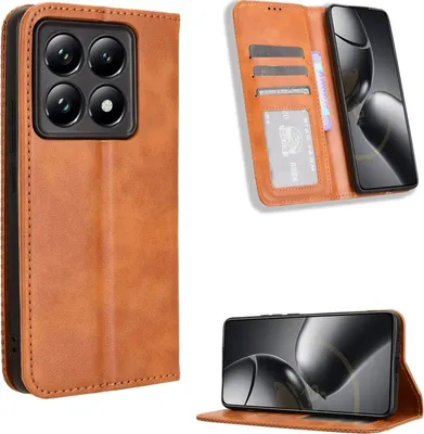 Produktbild von Mobigear Sensation  Xiaomi 14T Hülle Klapphülle Geldbörse - Braun