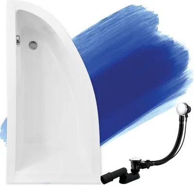 Produktbild von BADLAND Eckbadewanne Badewanne Praktika LINKS 140x70 mit Ablaufgarnitur und Füßen GRATIS ohne Verkleidung
