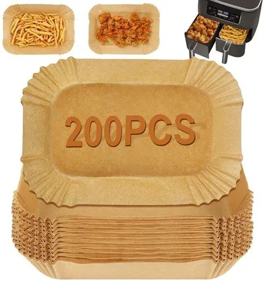 Zdjęcie produktu dla 200 arkuszy papieru do pieczenia do frytkownicy Airfryer z dwiema strefami, akcesoria do frytkownicy Airfryer XL