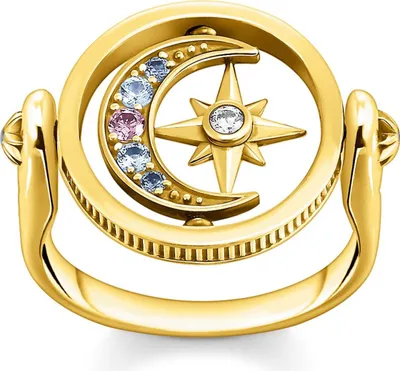 Thomas Sabo TR2377-959-7 Damenring Royalty Stern & Mond Goldfarben 1