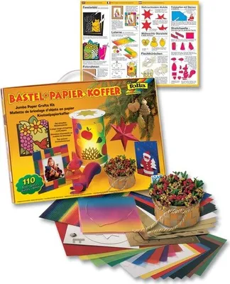 Produktbild von folia 932 'Bastelsets' Bastel-Papier-Koffer Herbst / Weihnachten, mehrfarbig, 110-teilig (1 Set)