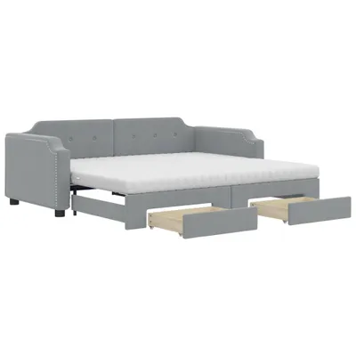 Obrázek produktu pro vidaXL Rozkládací postel se zásuvkami světle šedá 90x190 cm látka