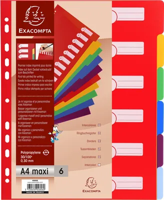 Image de EXACOMPTA Kunststoff-Register, blanko, A4 šberbreite, 6-