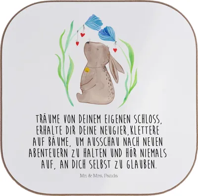 Produktbild von Mr. & Mrs. Panda Tassen Untersetzer Hase Blume - Weiß - Geschenk, Ostern, Kindergeburtstag, Geburtstag, gläseruntersetzer, Hoffnung, Kaninchen, Flaschenuntersetzer