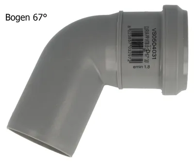 Produktbild von HT Bogen Ø 40 x 67°, mit einseitiger Steckmuffe und Gummidichtung