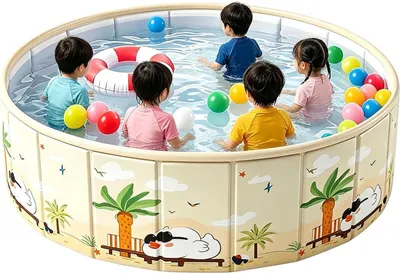 Produktbild von Faltbarer Pool rutschfeste Kinderbadewanne | Klappbarer Kinderpool für und Mädchen, geeignet für Hinterhof, Camping,, Kita, Garten, Rasen, Terrasse, Innenhof und Party