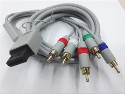 A close-up shot of a Wii/Wii U component cable.