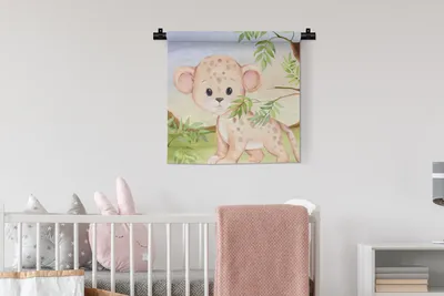 Produktbild von MuchoWow® Wandteppich Wandbehang Leopard - Dschungel - Blätter 60x60 cm Tapisserie Dekoration Wandtuch - Dekorationen - Wand Decke