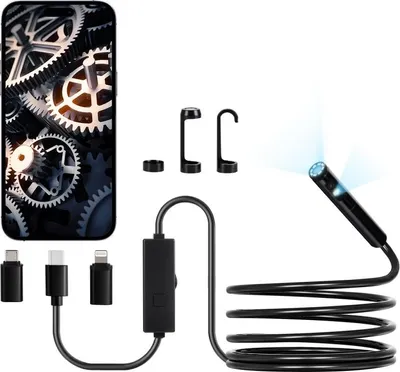 Zdjęcie produktu dla Kamera endoskopowa z podwójnym obiektywem dla Android IOS - 3-metrowy kabel - Kamera inspekcyjna z podwójnym obiektywem