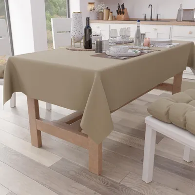 Baumwoll-Tischdecke taupe 140x180 cm für 6 Plätze