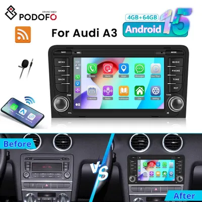 Image de Autoradio - Système audio pour voiture - Lecteur multimédia - Système d'exploitation Android 15 - Écran tactile de 7 pouces