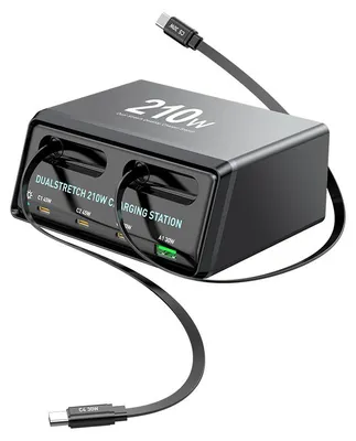 Obrázok produktu pre WLX-60E 210 W GaN USB-C PD nabíjačka s 6 portmi (3x USB-C + 3x USB-A) – stolová rýchlonabíjacia stanica s EU zástrčkou pre iPhone 17/16/15, Huawei, VIVO