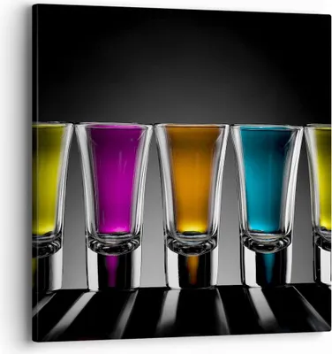 Produktbild von Bild auf Leinwand - Leinwandbild - Gläser Alkohol trinken Saft - 40x40cm - Wand Bild - Wanddeko - Leinwanddruck - Bilder - Kunstdruck - Wanddekoration - Leinwand bilder - Wandkunst - AC40x40-2194