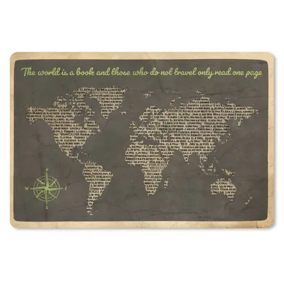 Produktbild von MuchoWow® Mauspad Mousepad Weltkarte - Zitat - Bücher 27x18 cm - Mousepads - Maus Mat - Pad - Mausunterlage - Büroartikel - Desk Matten