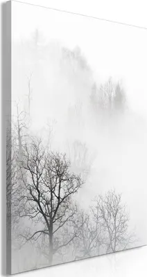 Produktbild von Italienischer Leinwand Leinwandbild - Trees In The Fog (1 Part) Vertical 40x60 cm Landschaften b-B-0355-b-a