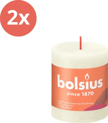 Produktbild von Bolsius - Rustikale Stumpenkerze - 80/68 - 1 Stück pro Packung - Soft Pearl - Vorteilspack - 2 Stücke