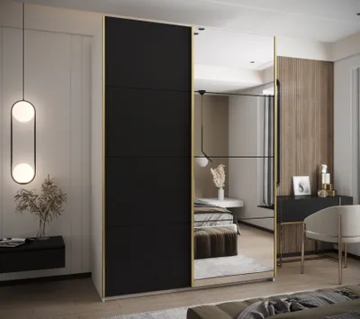 Obrázok produktu pre Dvojdverová skriňa SAMARA 3 - 170 cm, biela / čierna / zlatá