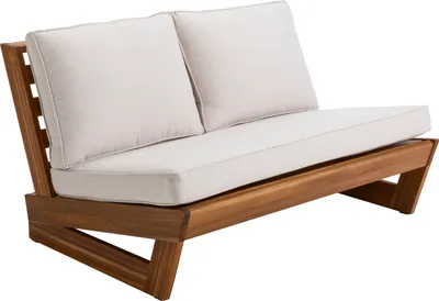 Produktbild von Dehner Gartenbank Palma, 2-Sitzer, mit Leinen-Polster und -Kissen, ca. 110 x 87.5 x 62 cm, FSC®-es Akazienholz / Leinen / Polyester