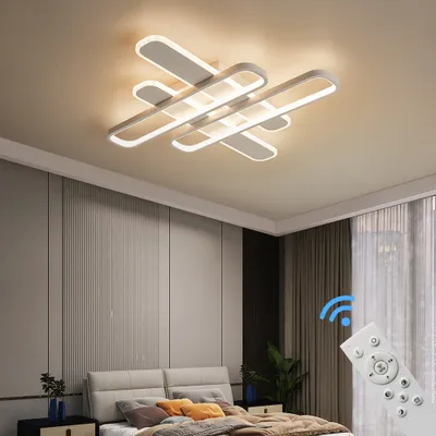 Zdjęcie produktu dla Lampa sufitowa LED Lampa sufitowa SX8753-4W biała lakierowana metalowa rama z pilotem zdalnego sterowania Barwa światła/jasność regulowana ściemnialna Lampa sufitowa LED do sypialni