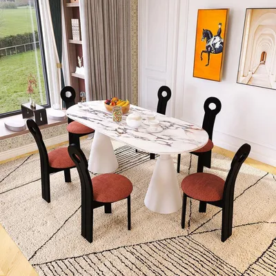 Obrázok produktu pre Jedálenský set – luxusný jedálenský stôl so 6 stoličkami, moderná súprava nábytku, 7-dielna