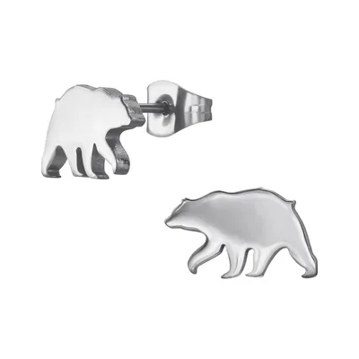 Produktbild von Ohrringe Ohrstecker 316L Chirurgenstahl mit Bär in verschiedenen Farben Farbe - Silber