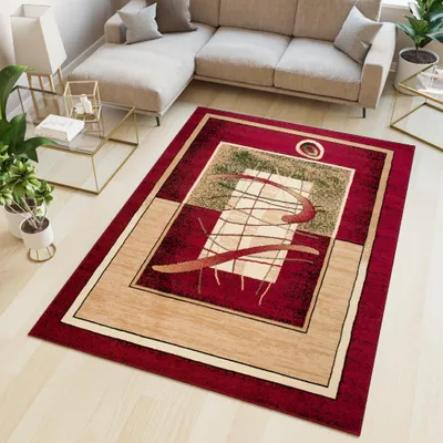 A modern living room scene featuring a sectional sofa, coffee table, and a rug.