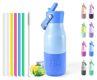 Produktbild von Edelstahl Trinkflasche 400ml, Isolierflasche Kalt Warm, Auslaufsicher, Blau