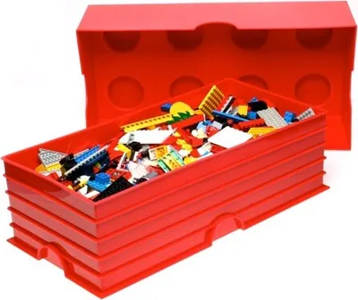 Zdjęcie produktu dla Pudełko na zabawki LEGO 8 elementów, 50x25x18 cm, możliwość układania w stos, kolor: czerwony