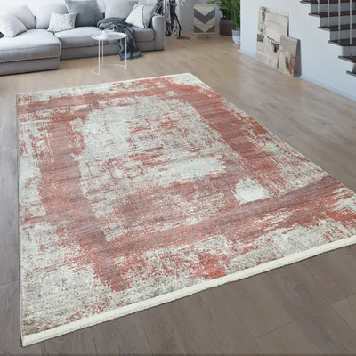 Immagine prodotto di Tappeto soggiorno vintage a pelo corto motivo astratto blu rosso beige grigio dimensioni 80x150 cm