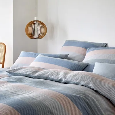 Produktbild von elegante Halbleinen-Bettwäsche-Garnitur Glee Farbe Aqua Größe 200x220+2x40x80cm