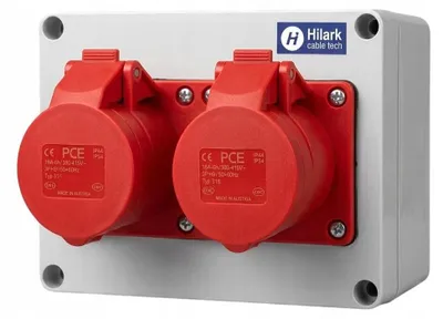 Productafbeelding van Bouwstroomverdeeler PCE, 16A, 2x400V, IP44, voor wandmontage, niet aangesloten
