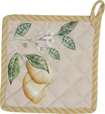 Produktbild von Clayre & Eef Topflappen 20x20 cm Beige Gelb Baumwolle Zitrone