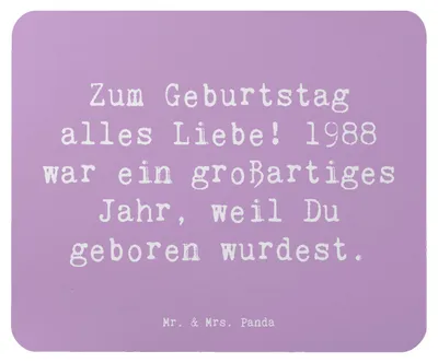 Produktbild von Mr. & Mrs. Panda Mauspad Spruch 1988 Geburtstag - Lavendeltraum - Geschenk, Nostalgie, Mousepad, Geburtstagsgruß, Glückwunsch, Geburtstagsgeschenk, pc, Mouse Pad, laptop
