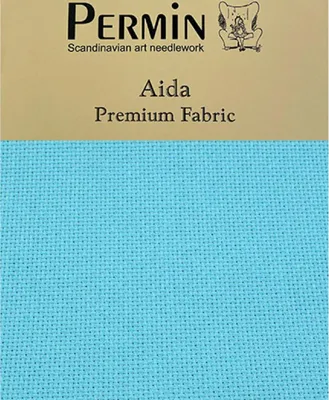 Produktbild von Permin Precut, 16 Stück Aida 355, Farbe 241 Riviera Aqua, Kreuzstichstoff, 43 x 50 cm