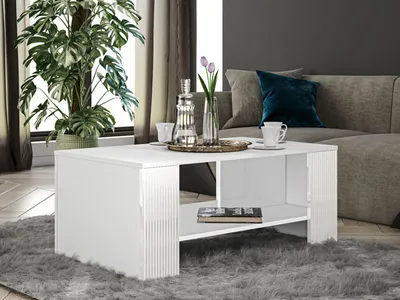 Produktbild von Couchtisch "Villa" Wohnzimmertisch 100x58m MDF weiß Hochglanz 76474524