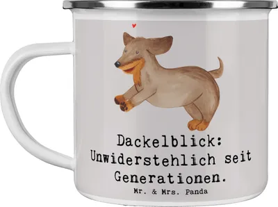 Produktbild von Mr. & Mrs. Panda Teetasse Kurzhaardackel Dackelblick - Grau Pastell - Geschenk, Campingtasse, Hunderassen, Pott, kleine Hunde, Dackel Eigenschaften, Reisebecher, Pflege