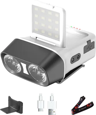 Obrázek produktu pro LED čelovka Senzorová čelovka, IPX4, plynulé stmívání, 5 režimů, plné světlo, červené rozptýlené světlo, červený záblesk, rozptýlené světlo, koncentrované světlo -Bílá
