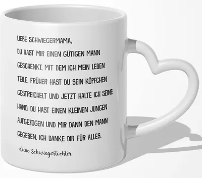Produktbild von 22Feels Schwiegermama Geschenk von Schwiegertochter Braut Mutter Des Bräutigams Tasse Schwiegermutter Geburtstag Weihnachten Hochzeitstag Haferl Kaffeetasse Frauen Schwiegereltern (Herzhenkel Weiss)