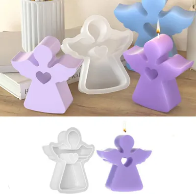 Produktbild von Silikonové formy Odlévací formy Angel, silikonové formy Svíčky Epoxidová pryskyřice pro beton, 3D svíčky Silikonová forma pro mýdlo, řemeslné ozdoby, dárek, 8,5 * 8 * 2,67 cm