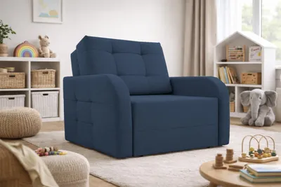 Produktbild von MOEBLO Schlafsessel PORTO 80 – Sofa Sessel Jugendsofa Schlafsofa 1-Sitzer Gästebett mit Schlaffunktion und Bettkasten Kindersofa (BxHxT): 101x90x100 cm - Dunkelblau (BRAGI 86)