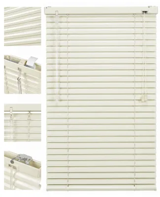 Produktbild von Sekey Alu-Jalousie Creme 110x160cm Aluminium-Jalousie ohne Bohren 25mm Alu-Lamelle Fenster Rollo Klemmfix inkl Montagematerial