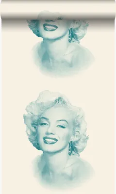 Produktbild von Origin Wallcoverings Tapete Marilyn Monroe Weiß und Türkis 53 cm x 10.05 m