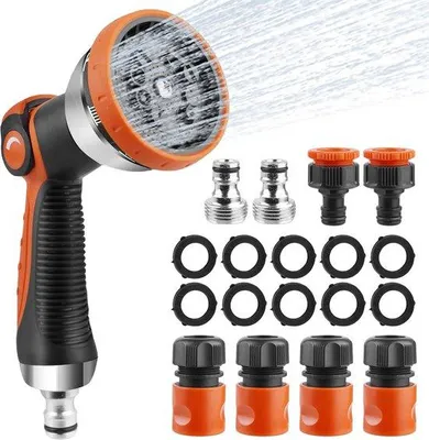 Produktbild von Famanu Gartenspritzpistole mit 10 Bewässerungsmustern - Verstellbare Wasserströmung für Garten, Auto und Haustiere